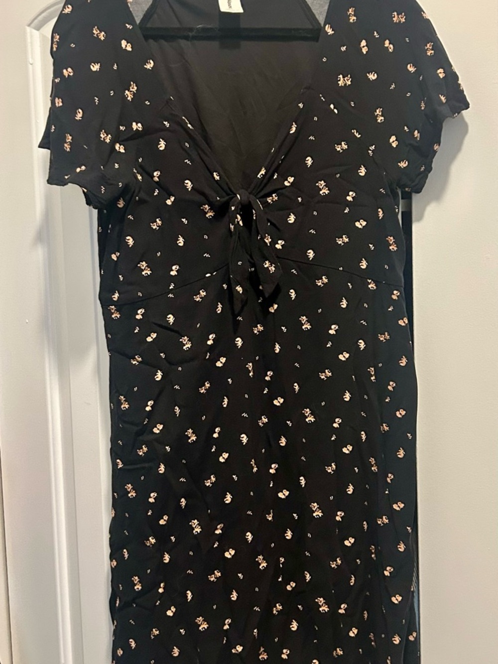 Abound Black Mini Dress with Small Floral Print